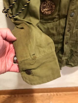 Vtg 1940 ' s official Boy Scout Shirt W/patches BSA Wisconsin 1949 Tassel Boys XL 6