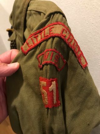 Vtg 1940 ' s official Boy Scout Shirt W/patches BSA Wisconsin 1949 Tassel Boys XL 8