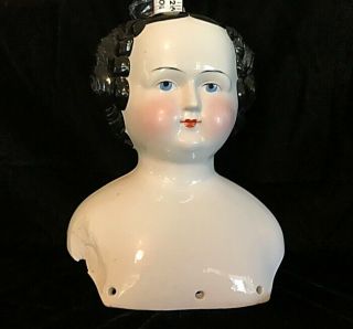 Magnificent Huge Big Antique Covered Wagon China Doll Head 9.  5 " B1