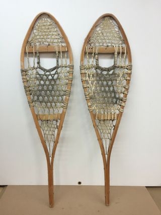 Old Antique Vintage Indian Made 12 " X 42 " Snowshoes For Decor Or Arts And Craft