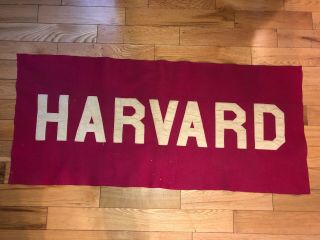 Rare Vintage Harvard University Banner Pennant 46 " X21 " Wool Felt Sewn Letters