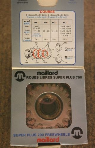 Vintage Nos Nib Maillard Plus Course 700 6 Sp.  Freewheel Cassette Bsc