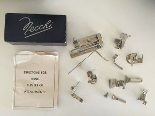 Vintage Necchi Sewing Machine Attachments Feet Accessory Box