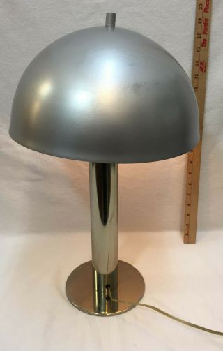 Vintage Mid Century Modern Laurel Table Lamp Chrome Mushroom Dome Shade Light