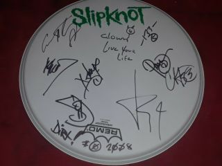 Slipknot Autographed Drum Head Signed 10 Members Rare