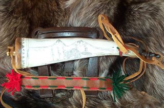 BLACK POWDER SCRIMSHAW COW HORN,  CORPS OF DISCOVERY,  LEWIS & CLARK 4