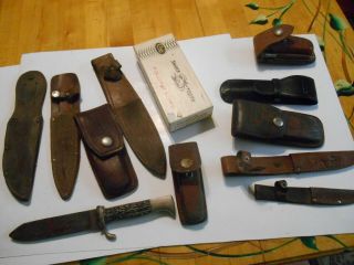 Vintage Knife Leather Sheaths Schrade Boy Scouts Case Xx Germ Dagger Junk Drawer