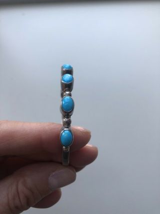 Native American vintage sterling silver cuff bracelet with 9 turquoise stones 5