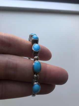 Native American vintage sterling silver cuff bracelet with 9 turquoise stones 7