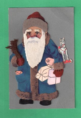 Vintage Handmade Christmas Postcard Santa Claus Gifts Switches Horse