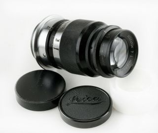 Leica Screw Mount Vintage 90cm/f:4 Elmar Lens Black & Chrome. )