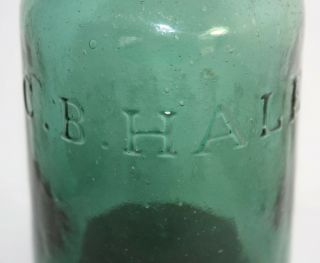 RARE GREEN IRON PONTIL SQUAT SODA C.  B.  HALE CAMDEN N.  J.  WITH H ON THE NECK 2