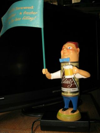Vintage Blatz Beer Can Statue W/flag
