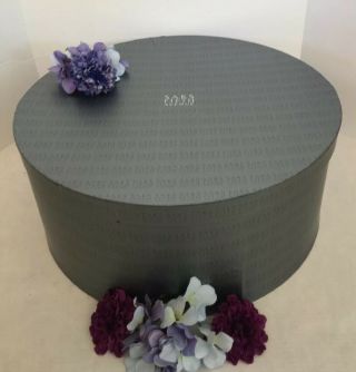 Saks Fifth Avenue Hat Box Lid Gray Xl 21”d X 9”h Empty Gift Presentation Vintage