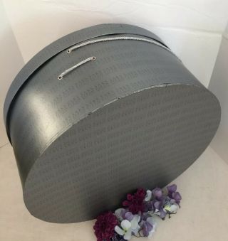 Saks Fifth Avenue Hat Box Lid Gray XL 21”d X 9”h Empty Gift Presentation Vintage 7