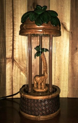 Vintage 70’s Elephant Palm Tree Rain Lamp 16 " Drip Oil And