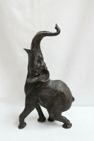 Vintage Japanese Crude Trunk Up Line Tusks Elephant Running Bronze Figurine