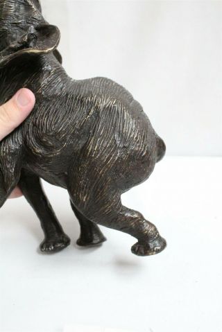 Vintage Japanese Crude Trunk Up Line Tusks Elephant Running Bronze Figurine 7
