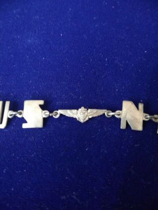 Vintage Antique WW2 Era Sterling Silver USN U.  S.  Navy Bracelet 3