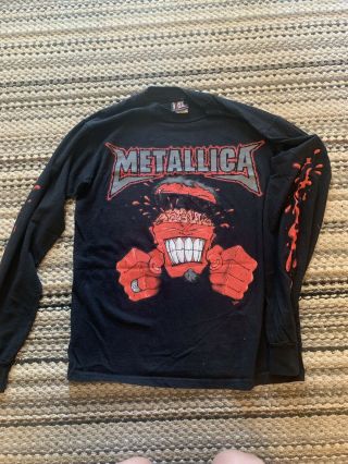 Metallica Red Giant Brain T Shirt Long Sleeve Rare Vintage Heavy Metal Thrash Md