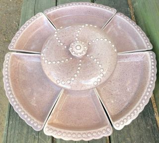 Vintage W Frazier Mauve Pink Lazy Susan Pottery California 201 Serving Dish Tray