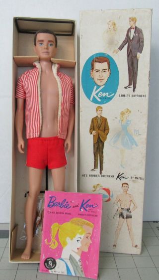 Vintage First Issue Flocked Brunette Ken Doll - Barbie Family