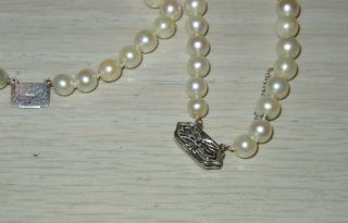 Vintage Double Strand Fresh Water Pearl Necklace 14k White Gold Clasp - 16 