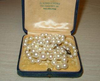 Vintage Double Strand Fresh Water Pearl Necklace 14k White Gold Clasp - 16 
