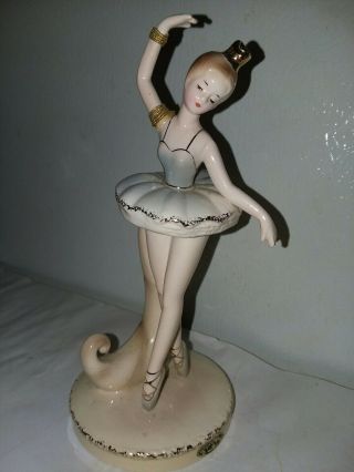 Vintage Josef Porcelain Ballerina Figurine W/gold Trim 6.  5 Inches High