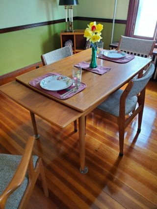Mid Century Modern Danish Teak Dining Table Vintage With 6 Chairs Local Pickup