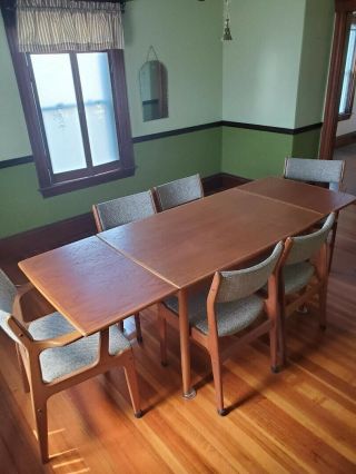 Mid Century Modern Danish teak Dining Table Vintage with 6 chairs LOCAL PICKUP 2