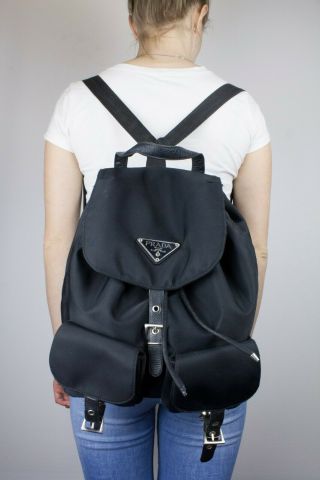 Vintage Prada Nylon Black Medium Sized Backpack 2