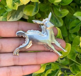 Vintage Sterling Silver 925 Mexico Taxco Running Goat Pendant Pin Brooch