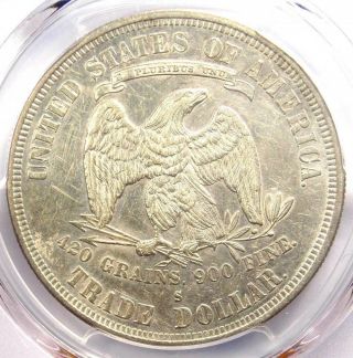 1878 - S Trade Silver Dollar T$1 - Certified PCGS AU Detail - Rare Certified Coin 4