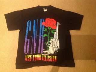 Vintage Guns N Roses T Shirt Use Your Illusion Tour 91 - 93 Size Xl
