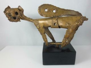 Vintage Brutalist Art Metal Cat Sculpture Statue Figurine Unsigned