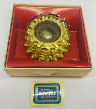 Shimano Dura Ace 6 Speed Freewheel 13 - 18 Gold Finish Nos Nib Vintage