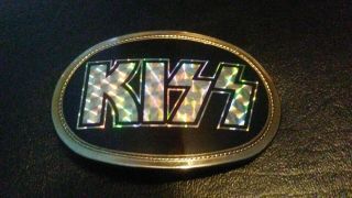 [vintage Original] 1977 Pacifica Kiss Belt Buckle [black With Silver Logo]