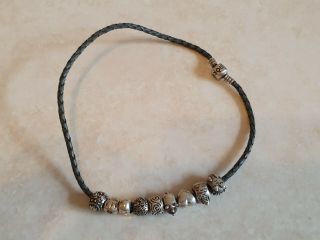 Authentic Pandora 925 Sterling Silver Leather Necklace/bracelet