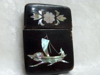 Vintage Zippo Black With Mother Of Pearl Inlay Lighter