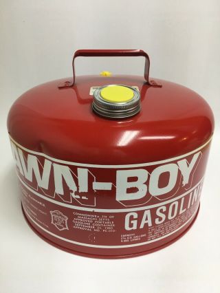 Vintage Lawn - Boy Omc 2.  5 Gallon Steel Vented Gas Can Dented