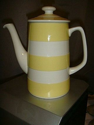 T G Green Cornish Ware Kitchen Rare Yellow And White Coffee Pot And Milk Jug