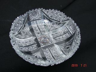 Signed Antique Tb Clark American Brilliant Period Cut Glass Low Bowl