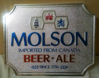 Vintage Molson Ale Canadian Beer Sign Bar Liquor Mancave Man Cave Decor Chrome