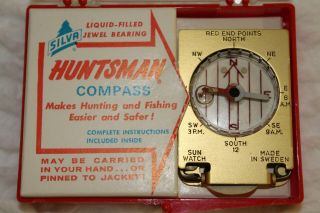 Vintage Huntsman Liquid Filled Jewel Bearing Compass By Silva