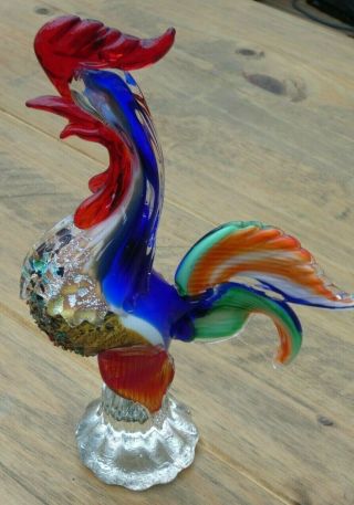 Vintage Italian Murano Art Glass Rooster/cockerel 11 Inches Tall