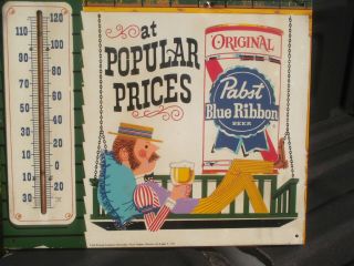 Vintage Pabst Blue Ribbon Beer Thermometer Sign 3