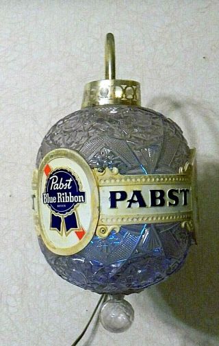 Vintage Pabst Blue Ribbon Lighted,  Rotating Globe,  Wall Sconce,  Bar Beer Sign