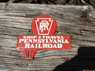 Vintage Ship & Travel Prr Pennsylvania Railroad Advertising License Plate Topper