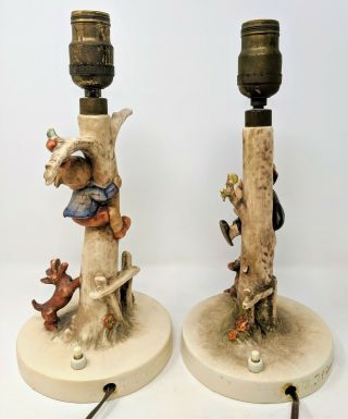 Rare Set of Vintage Hummel Figurine Lamps 44A “Culprits” and 44B “Out Of Danger” 3